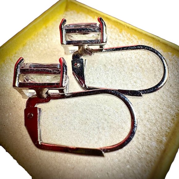 Emerald Cut Rainbow Mystic Topaz Dangle Earrings for Women SIlver Plated - Picture 9 of 10